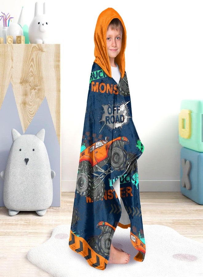 Ritiga Car Bath Towels Shower Wrap for Boys, Engineering Vehicle Boys Beach Towel with Hoodie for Kids Toddlers Age 4-8, Hooded Poncho Beach Blanket for Pool Swimming Cute Wearable Bath Towel for Child - Image 3