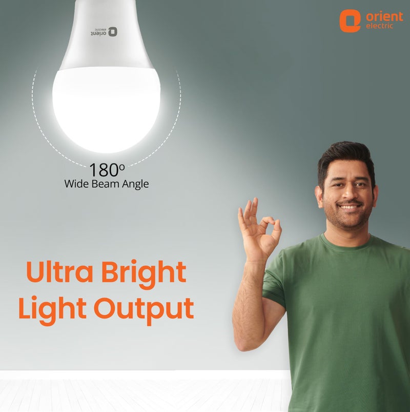 Orient Electric 12W High Glow LED bulb| 180-degree wide beam angle| Voltage surge protection up to 4 kV| 6500K, Cool White| B22d base| Made in India| Pack of 2 - Image 2