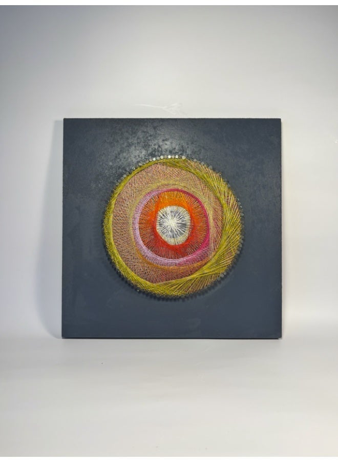 Weaves & Trinkets Wall Decor - Abstract Warmth String Art Piece - Image 1