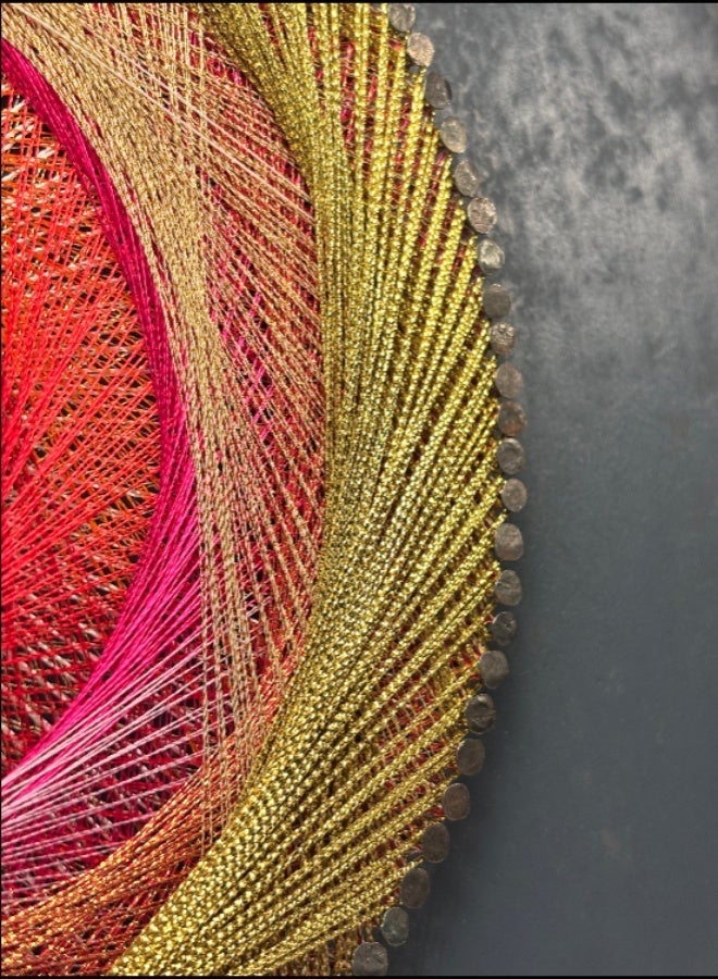 Weaves & Trinkets Wall Decor - Abstract Warmth String Art Piece - Image 2