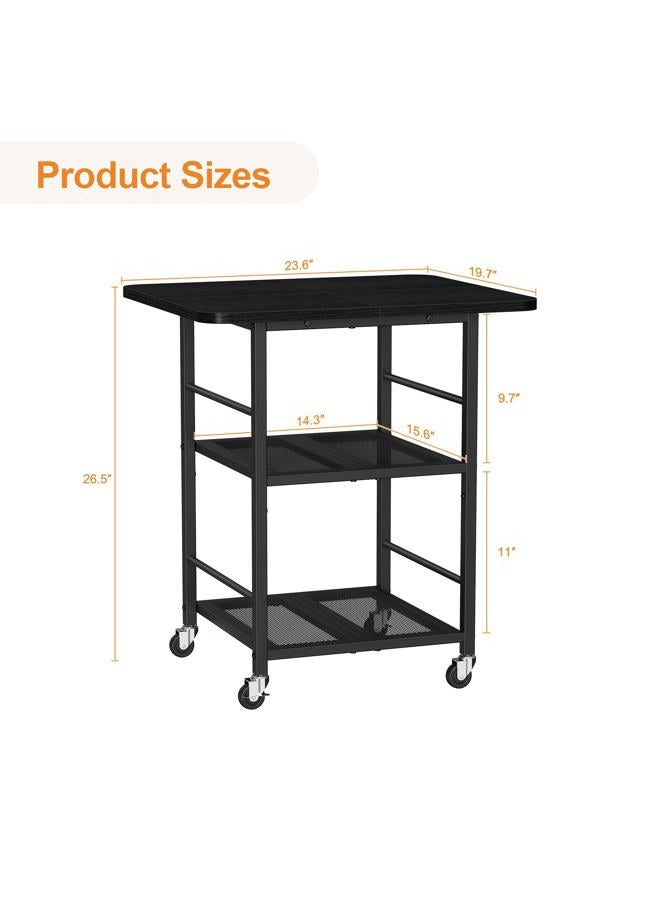 Snughome 3-Tier Printer Stand, 19.7" D×23.6" W×26.5" H Extra Large Printer Table with Storage Shelves, Rolling Cart with Lockable Wheels for Home Office, Black - Image 3