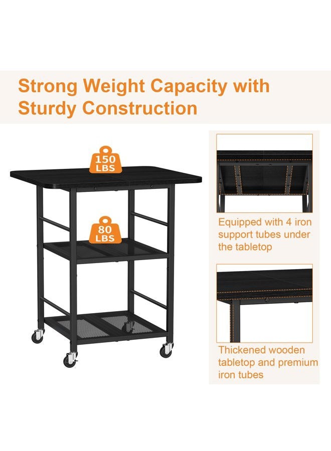 Snughome 3-Tier Printer Stand, 19.7" D×23.6" W×26.5" H Extra Large Printer Table with Storage Shelves, Rolling Cart with Lockable Wheels for Home Office, Black - Image 4