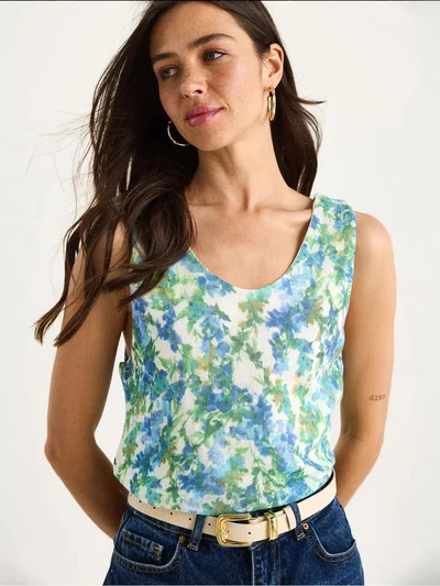 Bianco Lucci LUCCI Floral U Collar Sleeveless Top