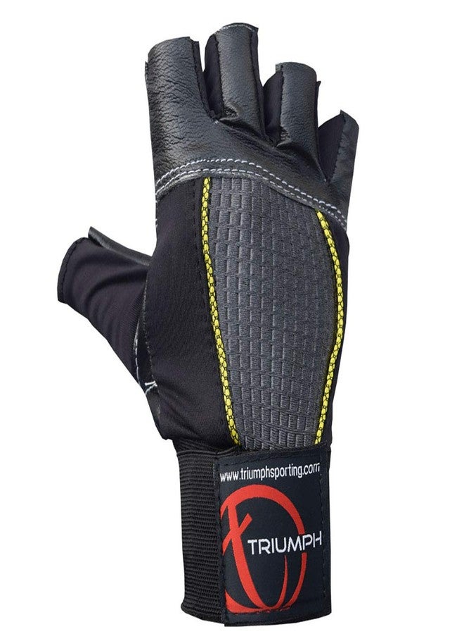 Triumph Dynamo Leather Fitness Gloves Black with Wrist Support Large Size - Image 3