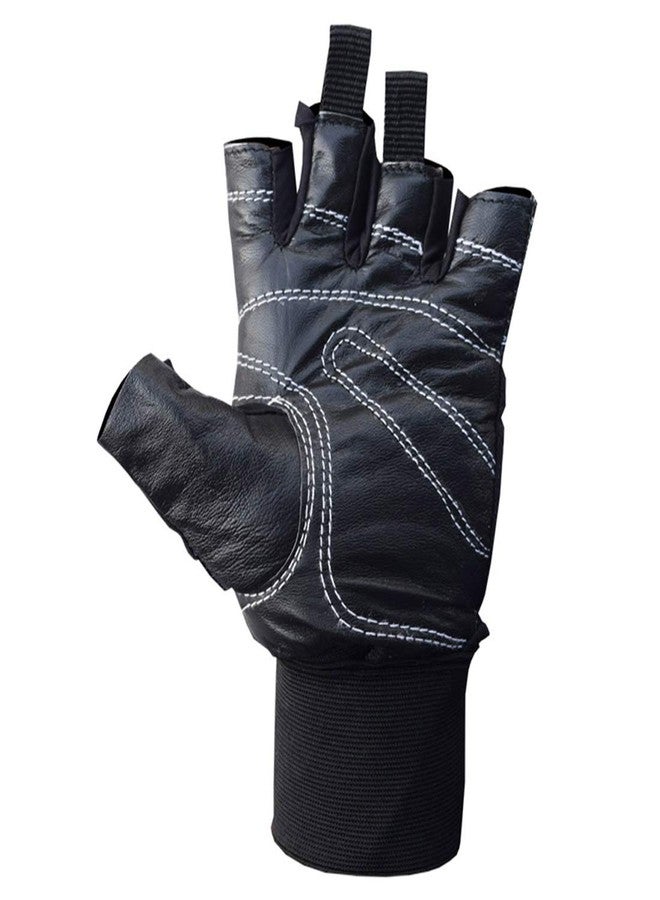 Triumph Dynamo Leather Fitness Gloves Black with Wrist Support Large Size - Image 4