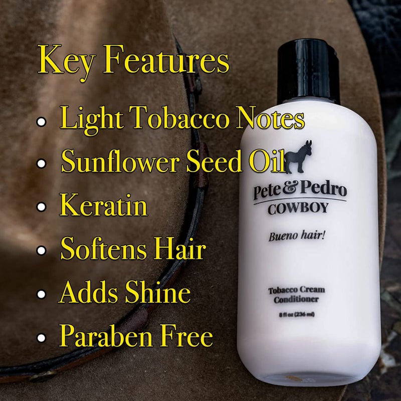 Pete & Pedro COWBOY - Tobacco Soft Cream Lightweight Conditioner for Men | Smells Incredible, Hydrates Hair Without Weighing It Down | As Seen on Shark Tank, 8.5 oz. - Image 2