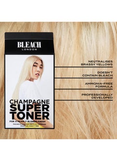BLEACH LONDON Champagne Super Toner Kit Yellow Brass Removing Color Depositing Formula For Champagne Blonde Base For Blonde Hair & Post Bleached Hair Vegan Cruelty Free Ammonia Free  - Image 2
