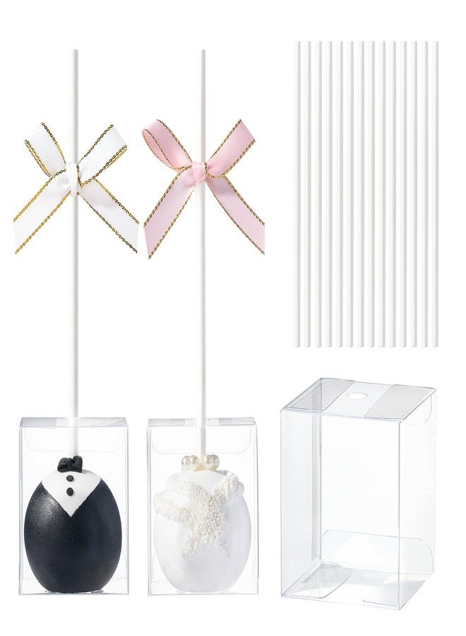 TEMLQPACK 100 Pack Clear Treat Boxes (1.75"x1.75"x2") with Lollipop Sticks - Bulk Cake Pop & Candy Packaging for Weddings, Birthdays & Party Favors - Image 1