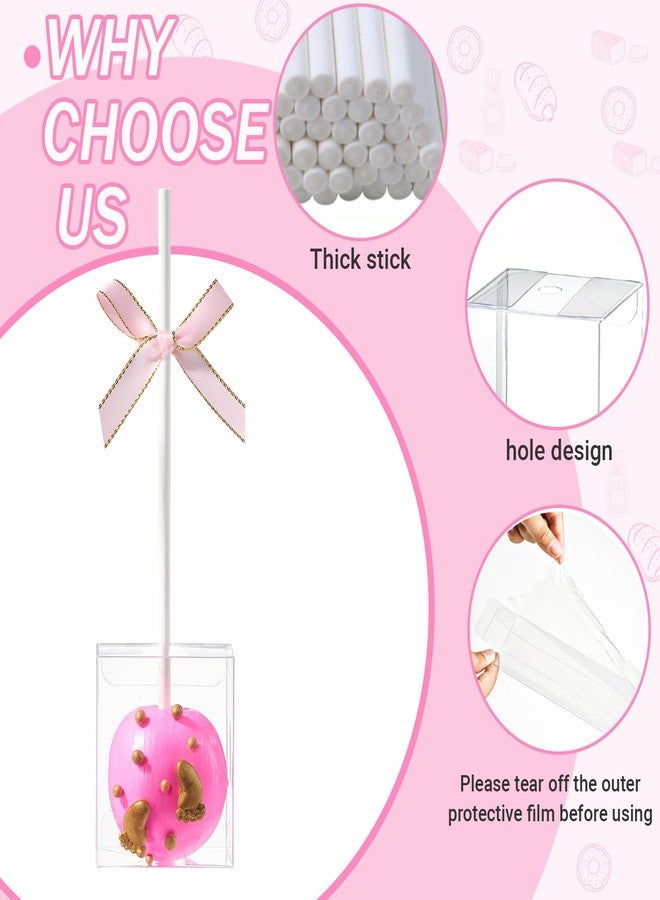 TEMLQPACK 100 Pack Clear Treat Boxes (1.75"x1.75"x2") with Lollipop Sticks - Bulk Cake Pop & Candy Packaging for Weddings, Birthdays & Party Favors - Image 4