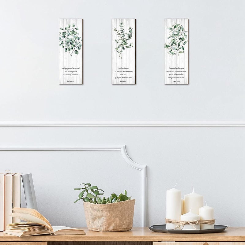 اي ار اس ديكور حائط من ARS، ثلاث قطع، فن جداري ريفي ملهم مستوحى من الكتاب المقدس، ديكورات دينية مسيحية، لوحات خشبية معلقة، هدية جمالية لتزيين جدران غرفة النوم والمنزل - Image 3