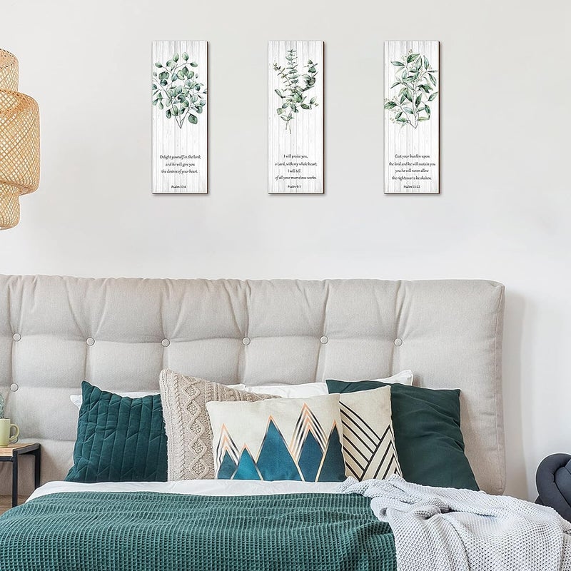 اي ار اس ديكور حائط من ARS، ثلاث قطع، فن جداري ريفي ملهم مستوحى من الكتاب المقدس، ديكورات دينية مسيحية، لوحات خشبية معلقة، هدية جمالية لتزيين جدران غرفة النوم والمنزل - Image 5