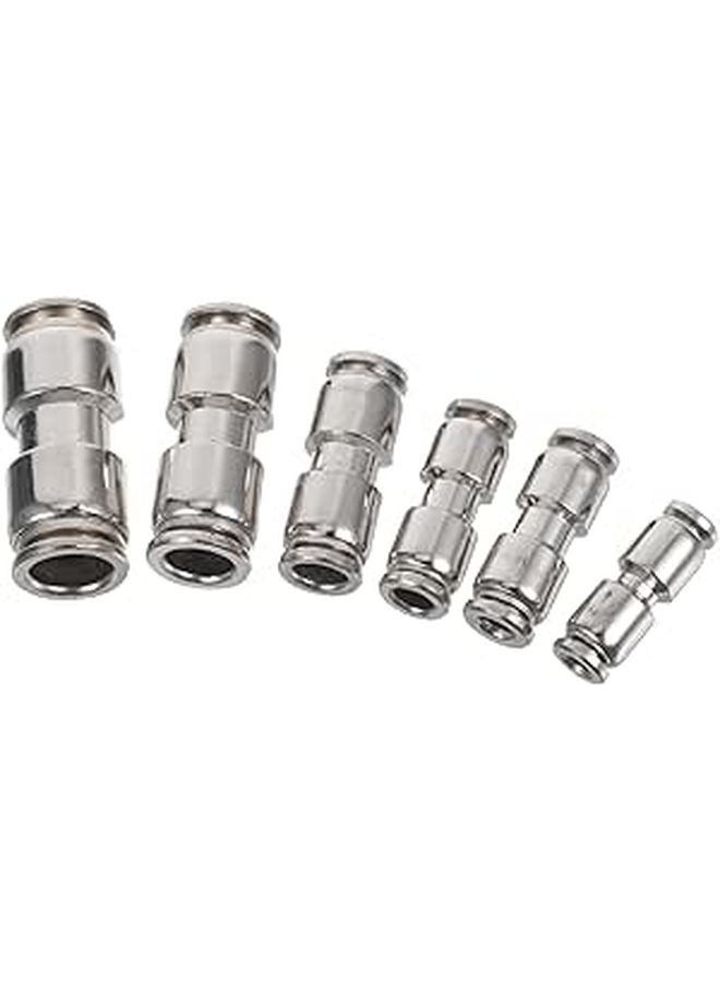 6Pcs 6mm Air Hose Quick Connect Fittings Push To Connect Pneumatic Tube Connectors Metal - Image 1