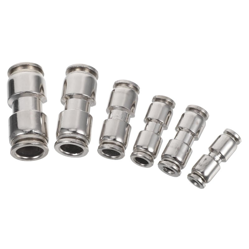 6Pcs 6mm Air Hose Quick Connect Fittings Push To Connect Pneumatic Tube Connectors Metal - Image 2