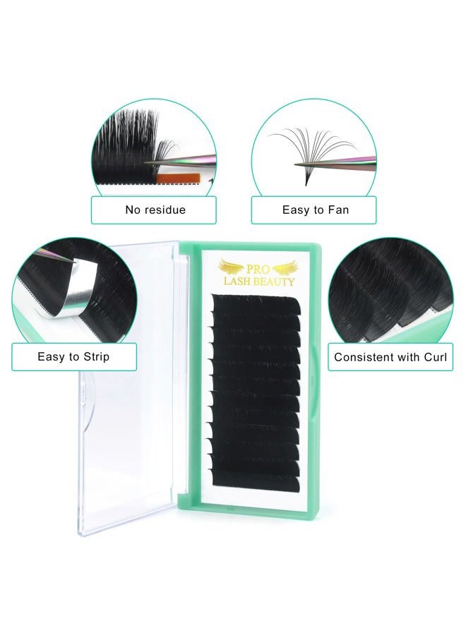 PRO LASHBEAUTY Easy Fan Volume Lashes D-0.10-9-16 Volume Lash Extensions Flowering Lash Extensions Rapid Blooming .03 .05 .07 .10 Lashes Rapid Blooming Eyelash Extensions C D curl(D-0.10,9-16mix) - Image 2