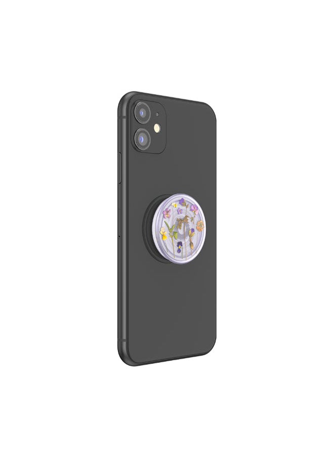 POPSOCKETS PopGrip Plant | قبضة هاتف من الجل وحامل، قابلة للإزالة وإعادة الاستخدام والغسل، تعمل مع جراب بلاستيكي صلب أملس، الجزء العلوي سهل الإزالة للشحن اللاسلكي - حقول أرجوانية  - Image 3