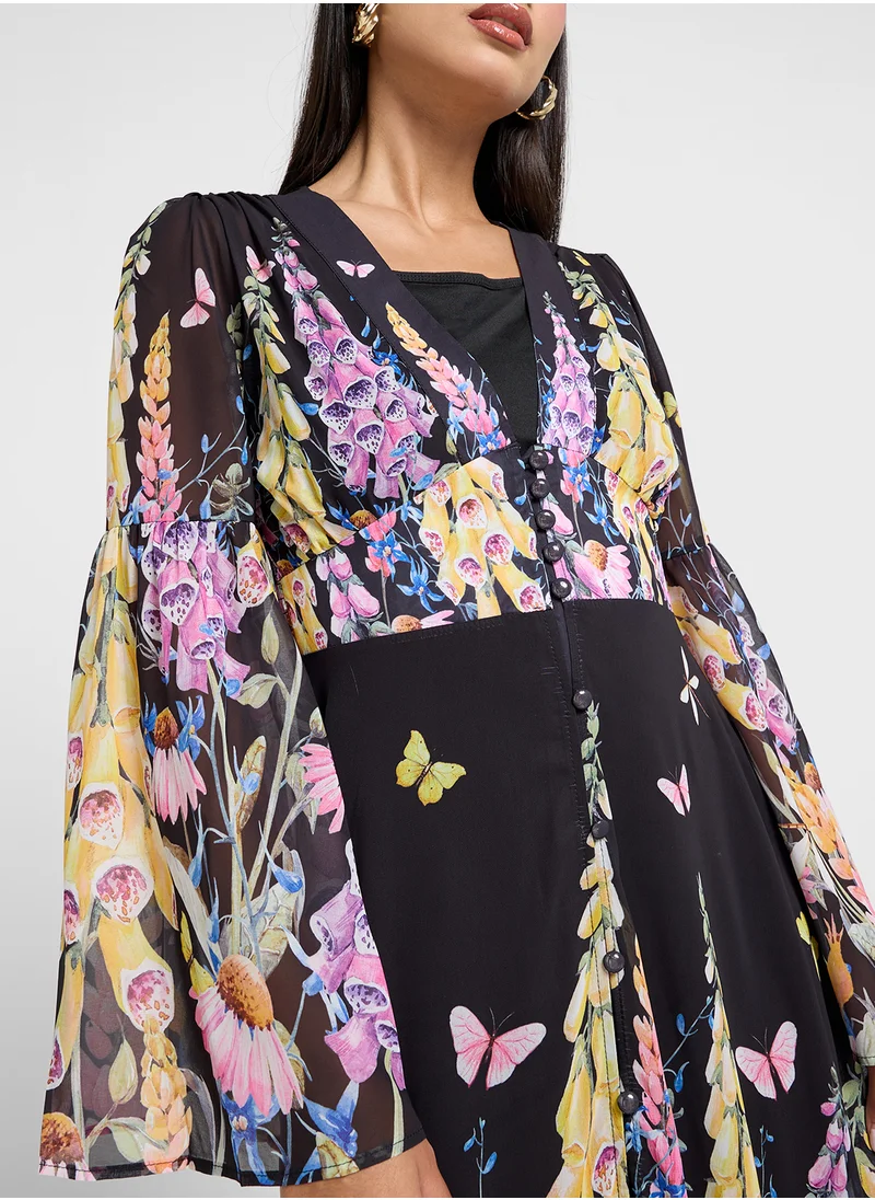 خزانة Floral Print Dress