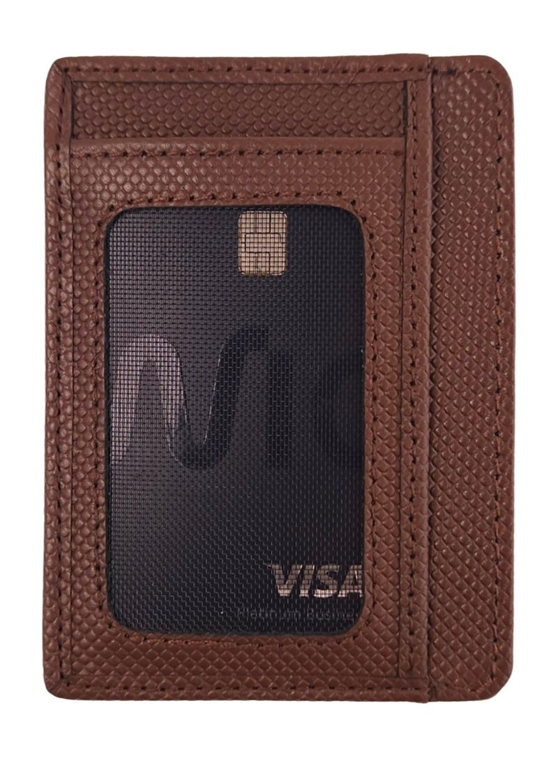 Native Comfort حامل بطاقات محفظة جلدية أصلية للرجال، مادة جلدية فاخرة مع قسم متعدد الاستخدامات، مثالي للسفر والاستخدام اليومي، هدية مثالية لأي مناسبة - شوكولاتة - Image 2