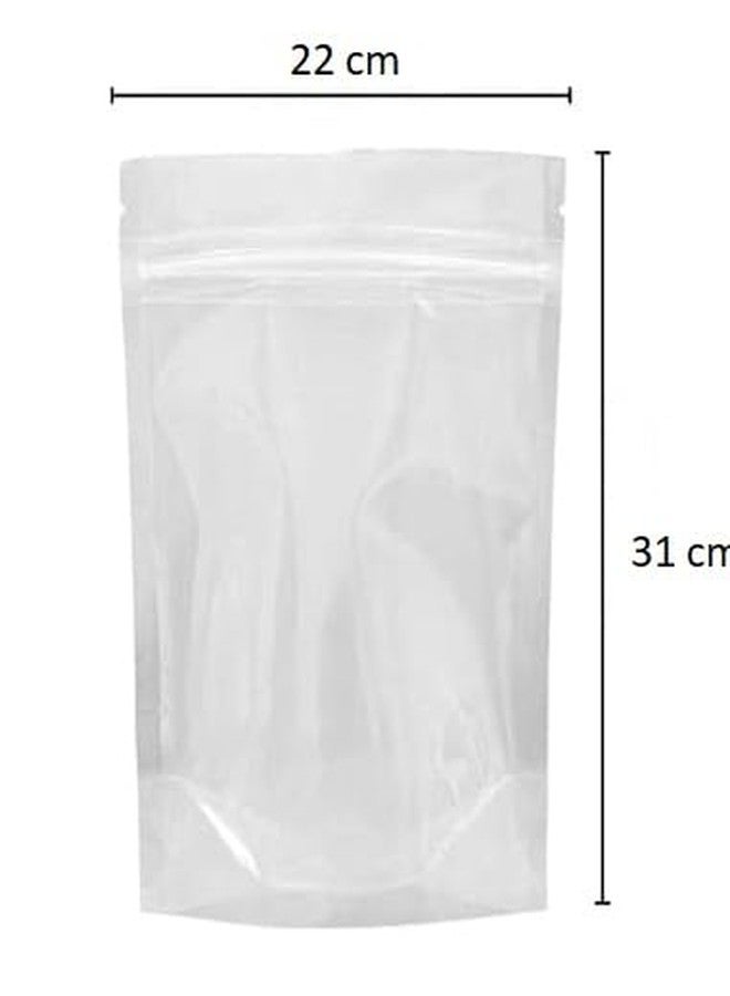 Awadh Pack of 100 Food Grade Reusable Airtight Stand Up Pouches with Zipper | Zip Lock Pouch | Zipper Pouch | Stand Up Pouch | Zippouch Bags for Food Storage 22 X 31 cm (1 kg - 1.5 kg) - Image 2