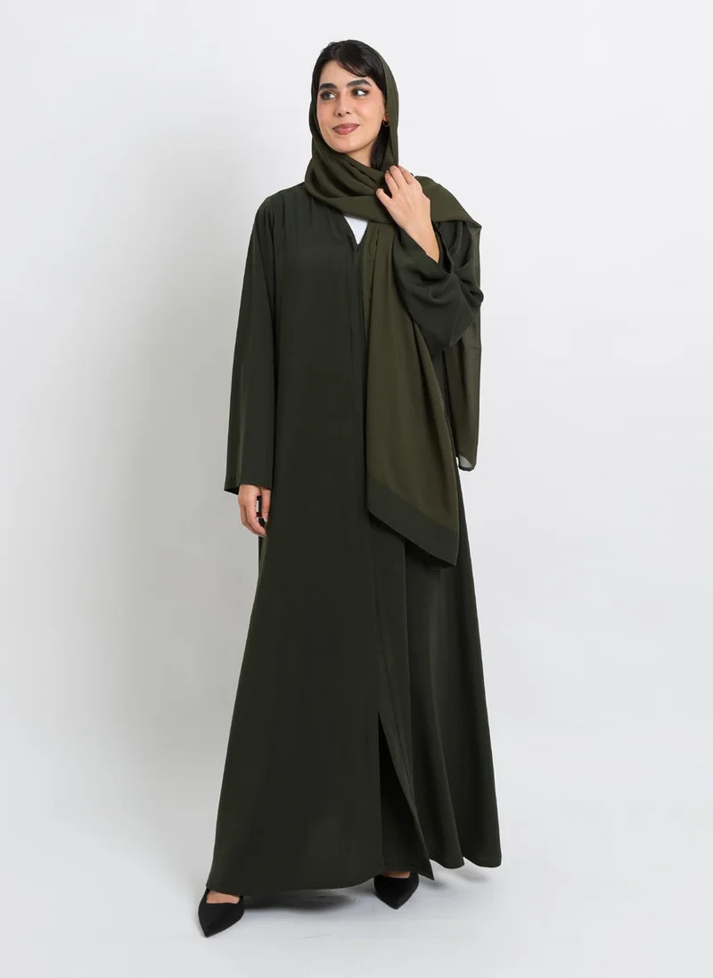 Kaafmeem Olive A-Cut Closed Abaya