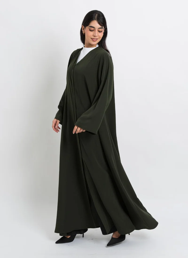 Kaafmeem Olive A-Cut Closed Abaya