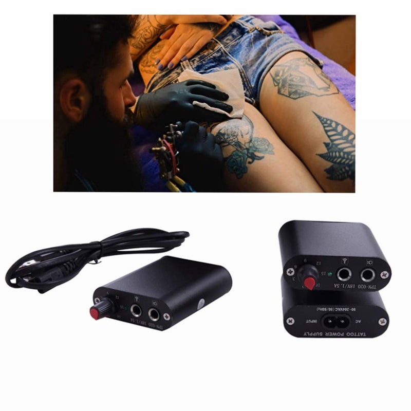 new star tattoo Mini Tattoo Power Supply Set,New Star Tattoo Mini Motor Black Tattoo Machine Power Supply with Tattoo Clip Cord and Stainless Steel Foot Pedal for Permanent Makeup Tattoo Supply Accessory - Image 3