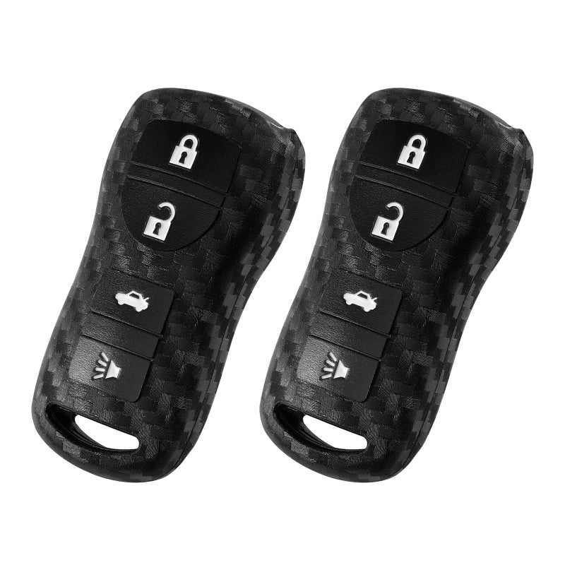 WORCAS 2 Pcs Key Fob Cover Case Compatible with Nissan 350Z Altima Armada Frontier Maxima Murano NV200 Pathfinder Quest SENTRA Titan Versa Xterra 4 Button Keyless Entry Remote
