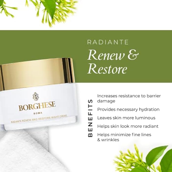 Borghese Radiante Renew & Restore Night Creme - Hydrating Barrier Night Cream with Castor Oil, Shea Butter, & Vitamin B3, for All Skin Types - Image 3