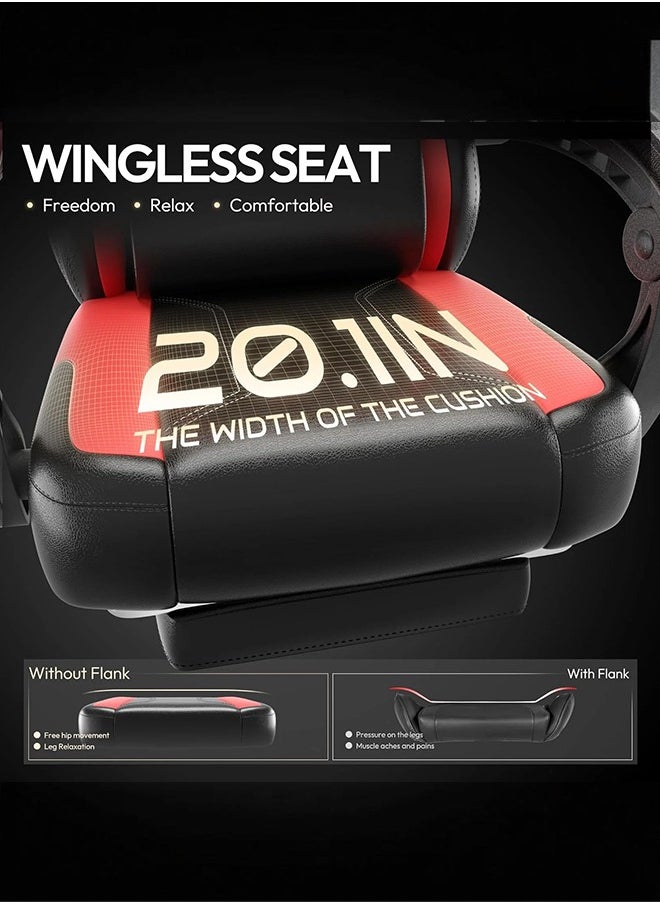 DROGO - Gaming Chair Drogo Ergonomic , Computer Chair with Linkage Armrest, Footrest & Adjustable Seat Video Game Chair with Leather, Head & Massager Lumbar Pillow Home & Office Chair with Recline Black Red - Image 1