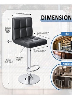 Golden Bar Stool Height Adjustable Bar Chair Swivel Counter Stool High Chairs With Backrest And Footrest PU Leather Barstool Armless Kitchen Island Stool for Home Office Cofe(1 Pcs)  - Image 3