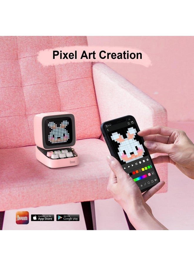 Divoom Ditoo Retro Pixel Art Game Bluetooth Speaker With 16X16 Led App Controlled Front Screen (Pink)  - Image 4