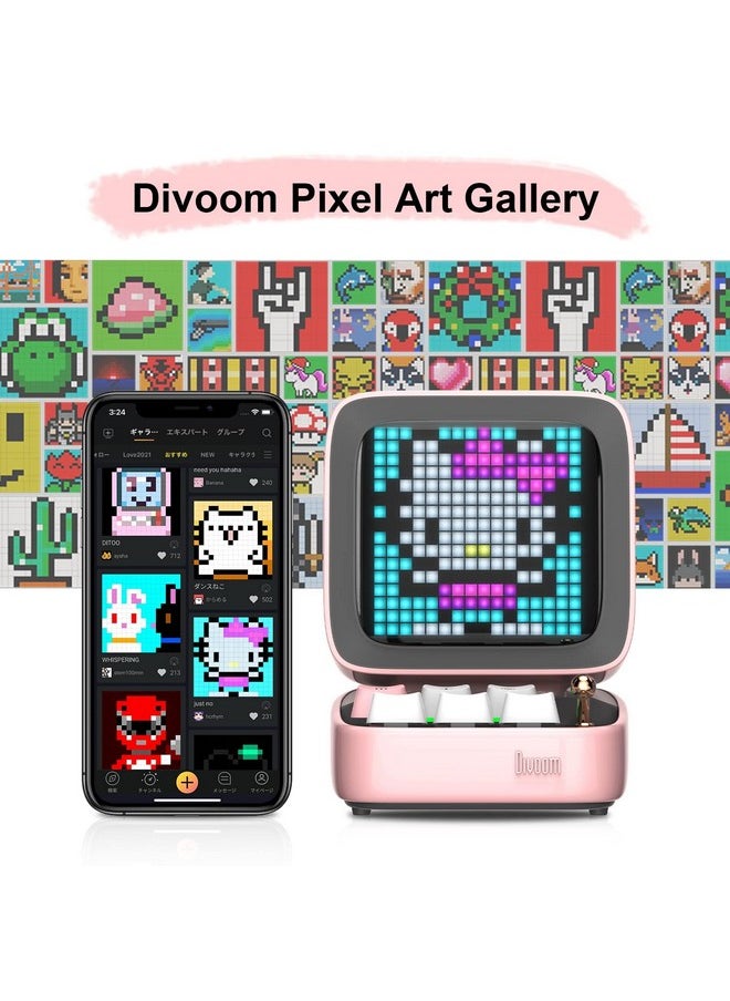 Divoom Ditoo Retro Pixel Art Game Bluetooth Speaker With 16X16 Led App Controlled Front Screen (Pink)  - Image 5
