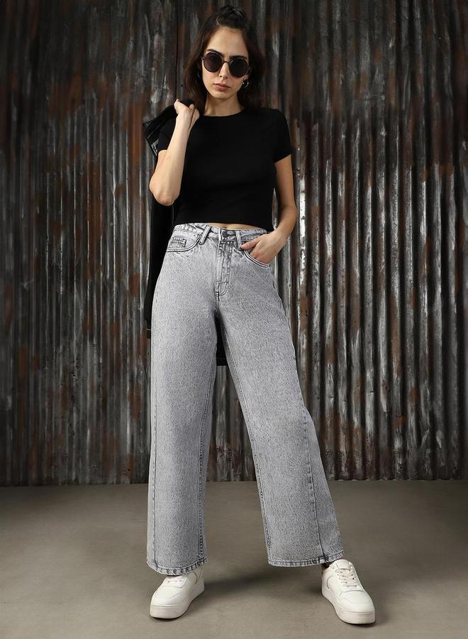 هاي ستار جينز مستقيم بخصر مرتفع وغسلة متوسطة من ستايلي - Image 1