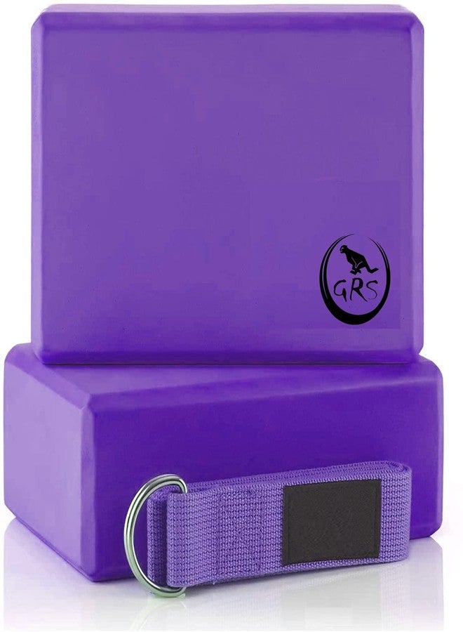 GRS ® دعامة يوغا من مادة EVA عالية الكثافة، خفيفة الوزن، مقاومة للروائح والرطوبة، قطعتان من المكعبات والحزام (متعددة الألوان) - Image 1