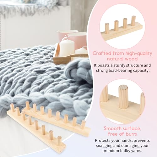 Ziimaikery 64 Inch Wooden Chunky Blanket Knitting Loom, Chunky Knitting Loom for Blanket Making Adjustable DIY Frame for Bulky Yarn Projects, Reusable Crafting Tool for Beginners (64inch) - Image 2