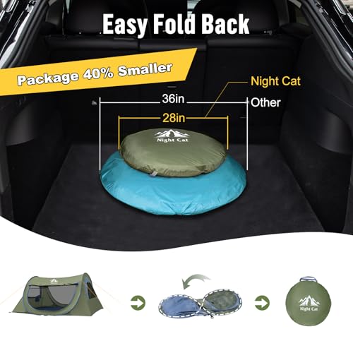 Night Cat Pop-up Camping Tent: 2 Person Tent Waterproof Instant Easy Setup Tunnel Tent - Image 2