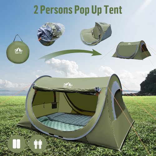 Night Cat Pop-up Camping Tent: 2 Person Tent Waterproof Instant Easy Setup Tunnel Tent - Image 4