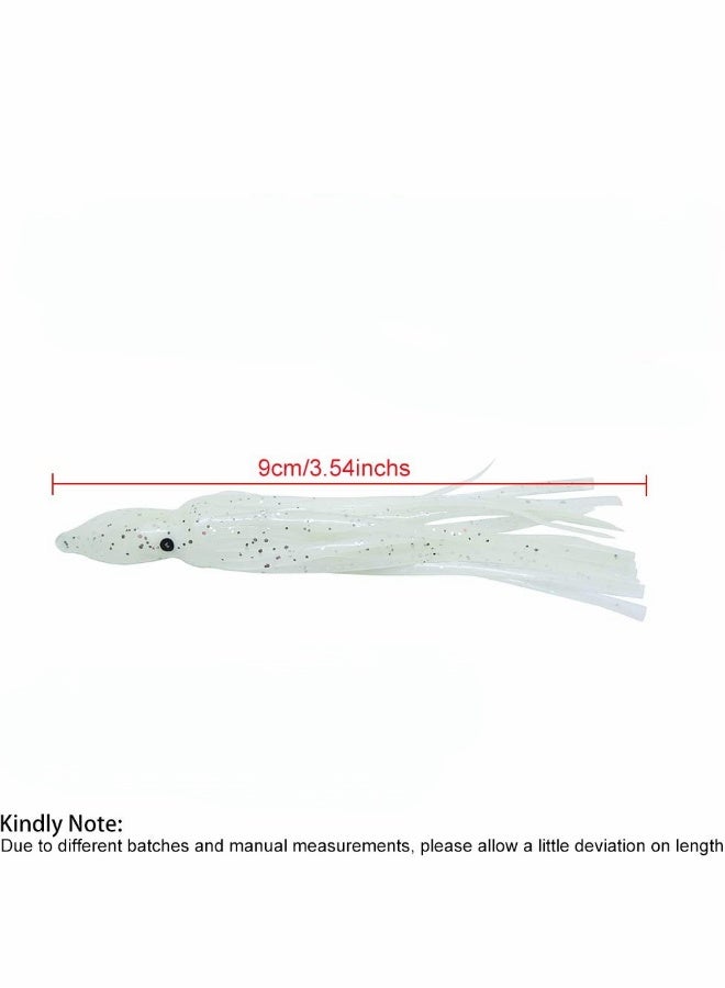 Generic Fishing Squid Skirts Glow Lures Luminous Octopus SkirtsTrolling Lure Soft Plastic Fishing Bait for Bass Salmon Trout,9cm/3.54in, Pack of 10 - Image 3