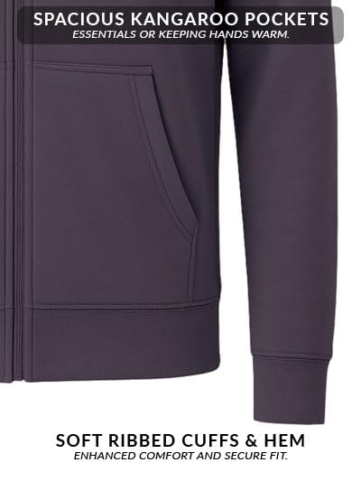 ADRO Mens Cotton Solid Zipper Hoodie Sweatshirts | ZH23-PLN-LI-M Lilac - Image 5