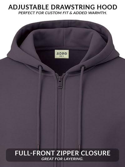 ADRO Mens Cotton Solid Zipper Hoodie Sweatshirts | ZH23-PLN-LI-M Lilac - Image 4