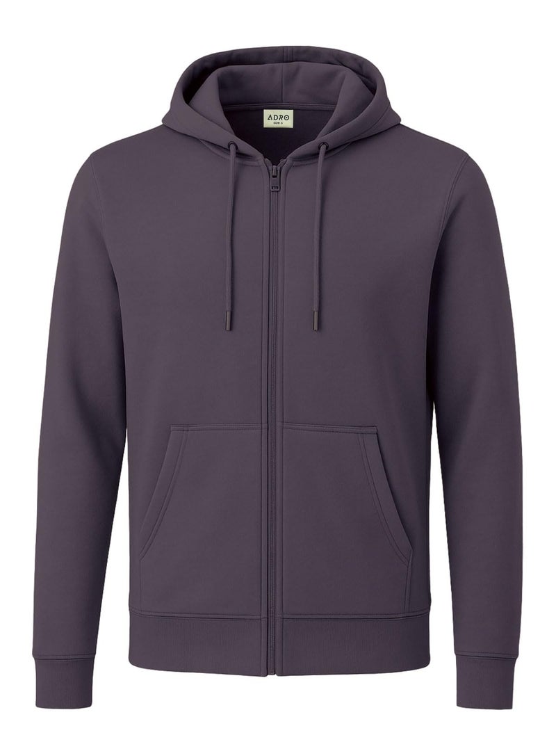 ADRO Mens Cotton Solid Zipper Hoodie Sweatshirts | ZH23-PLN-LI-M Lilac - Image 1