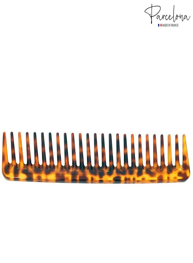 Parcelona French Rake Wide Tooth Comb Large Leopard Pattern Celluloid Detangler Combs - Image 3