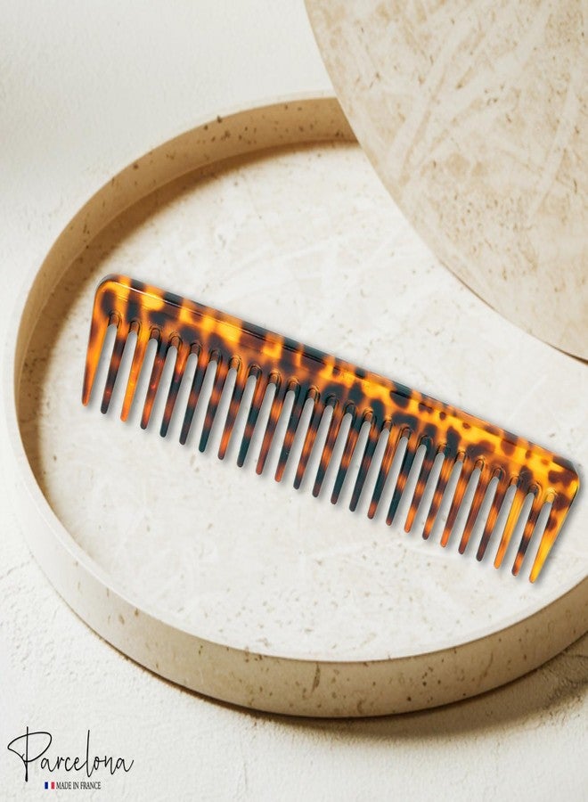 Parcelona French Rake Wide Tooth Comb Large Leopard Pattern Celluloid Detangler Combs - Image 4