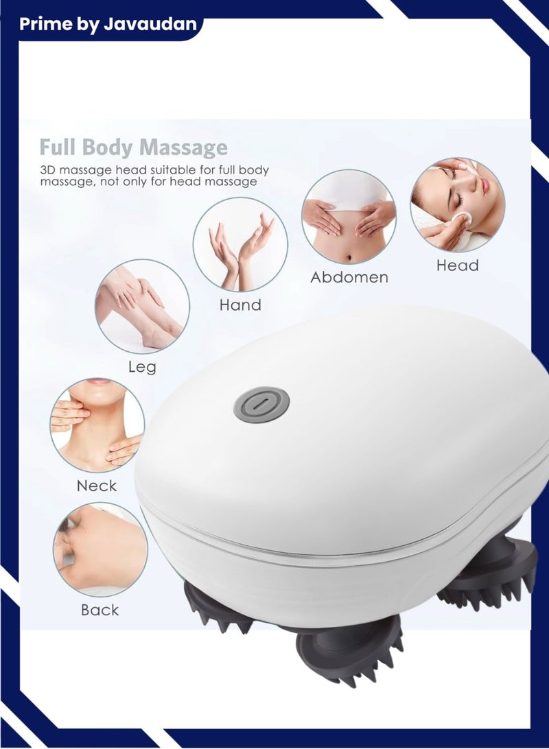 برايم بي جافاودان مدلك فروة الرأس الكهربائي ، مدلك رأس محمول مقاوم للماء لنمو الشعر ، مدلك محمول باليد مع 4 رؤوس للتدليك ، قابل للفك والغسل ، أداة هرش يدوية لتنظيف عميق لنمو الشعر ، أدوات الاسترخاء لتدليك فروة الرأس - Image 2