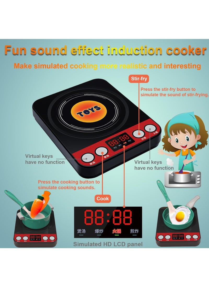 شو وو 108 قطعة من ملحقات ألعاب المطبخ للأطفال، مجموعة ألعاب طبخ وتخييم للشواء للأطفال الصغار، أدوات طهي، مجموعة طعام، خضروات لعبة، هدية تعليمية للبنات والأولاد - Image 5