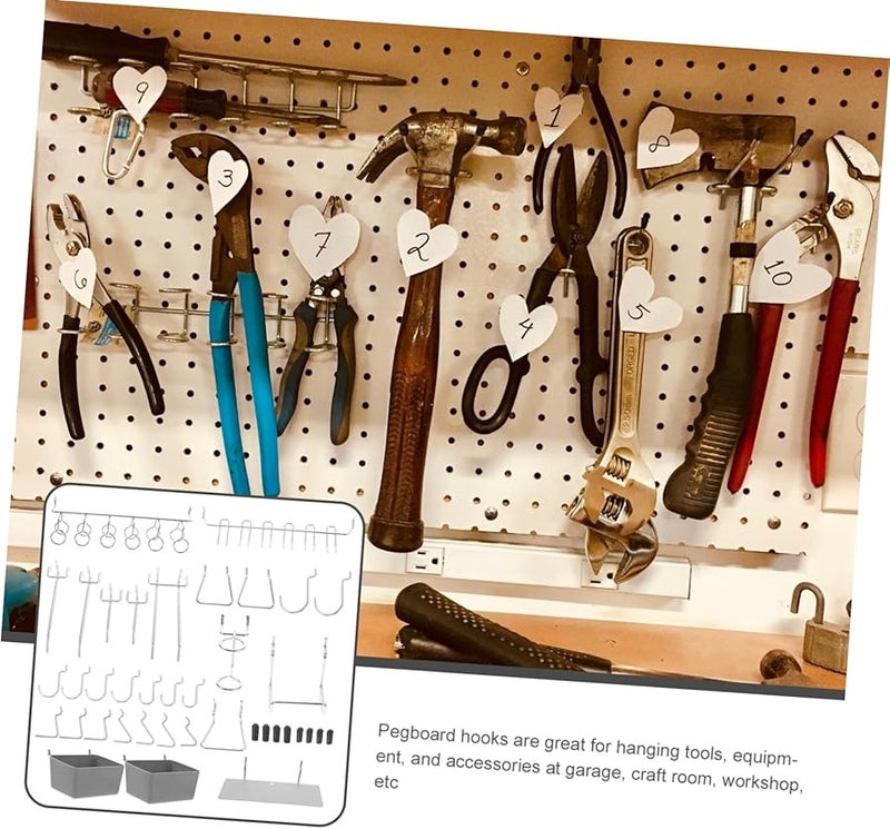 Pegboard Organizer Hooks Set 140pcs Garage Workshop Tool Storage Bins - Image 3