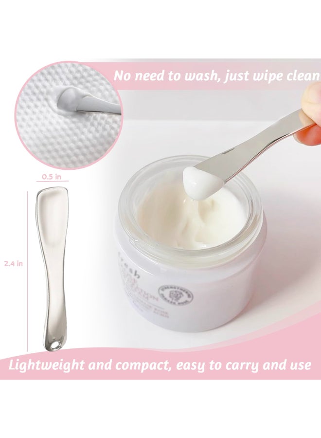 LUTQ Metal Makeup Spatula Tool Spatula for Skincare Cosmetic Scoop for Creams Lotions Masks Makeup Spatula in Rose Gold Silver and Gold Colors - Image 4