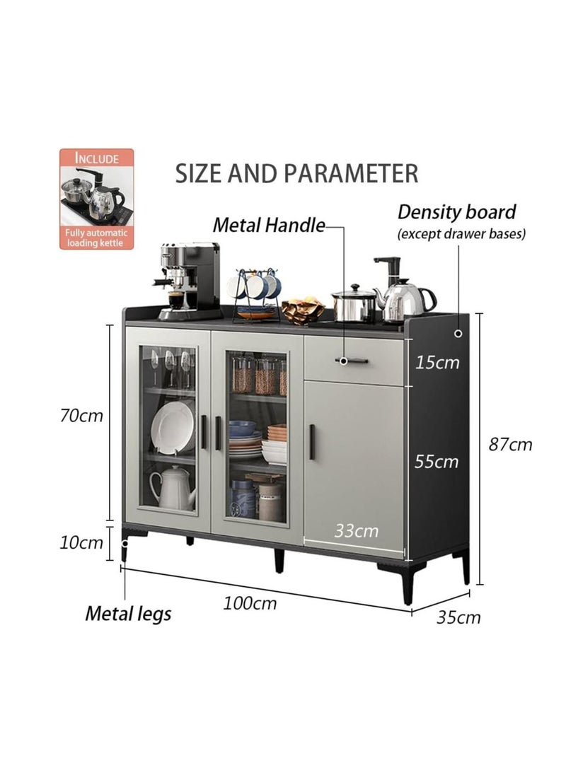 Generic Kitchen Storage Cabinet Modern Buffet Cabinet Sideboard Wine Bar Cabinet for Dining Room Living Room Kitchen Storage Come with Automatic Filling Teapot  - Image 2