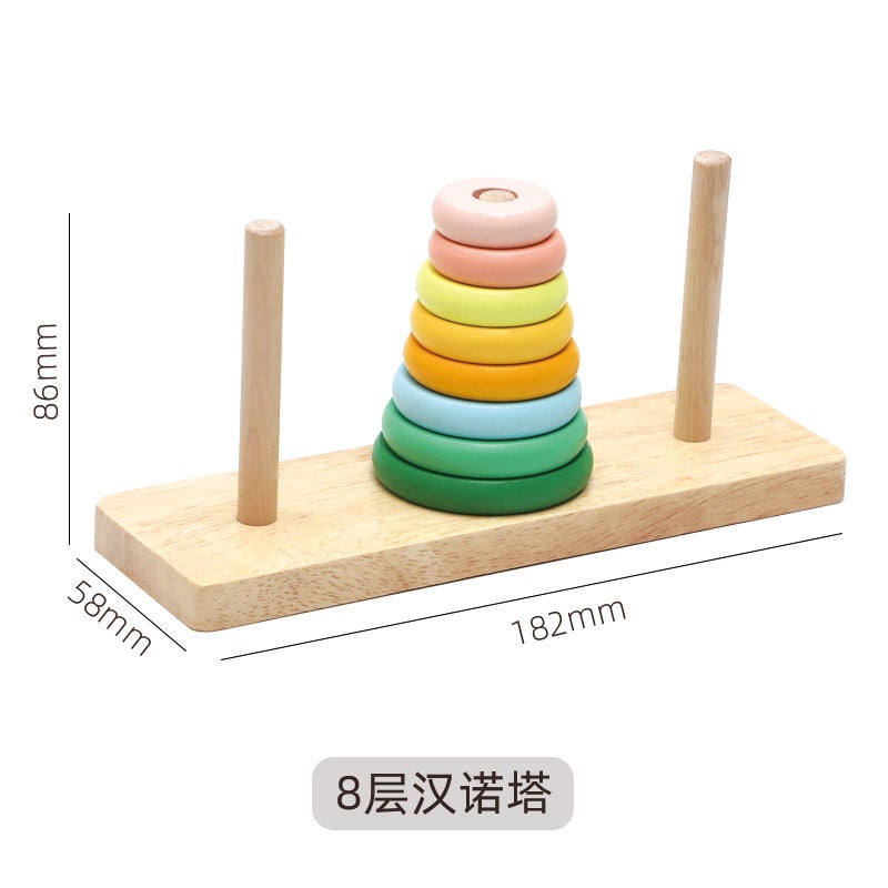 Rainbow Stacking Tower of Hanoi Stacking Toy for Early Childhood Education, Color Recognition, and Parent-Child Interactive  Toy