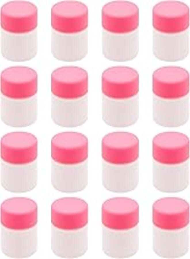 FUNNY 20 Pieces Glitter White Plastic Jar (30ml Size) - Plastic Lid Pink - High Quality Healthy Refill Empty Plastic Empty Storage Jar Round Empty Tins Storage Jar - By Artistic