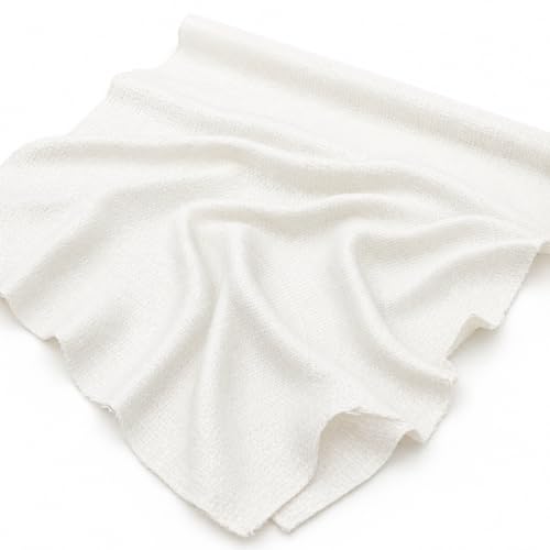M Fabrics 5 Meters White Aida Matty Fabric 8 Count 34 Inch Width | Cotton Cross Stitch Embroidery Cloth Soft Needlework Fabric for Cushion Covers Table Covers Craft Sewing - 5 Meters White - Image 1